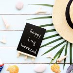 Happy,Long,Weekend,Text,On,Blackboard,With,Summer,Holiday,Background